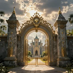 The gate to the eternal kingdom of elves, fantasy, digital art, HD, detailed.