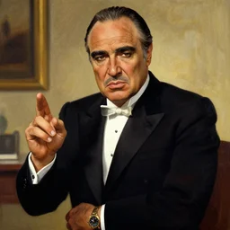 Don Vito Corleone painted by Norman Rockwell