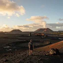 award winning photo of Hawaii volcanic landscape, golden hour, by Peter Lik,