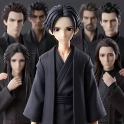 nendoroid pale dark haired skinny man with black eyeballs in dark robes, no hood | | realistic shaded, fine details, realistic shaded lighting poster by greg rutkowski, diego gisbert llorens, magali villeneuve, artgerm, jeremy lipkin and rob rey
