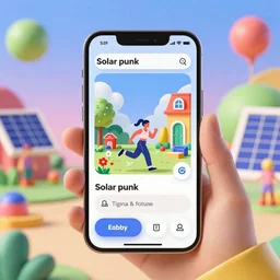 solar punk future sports exercise digital application healthy colorful, vibrant, 4k, utopia