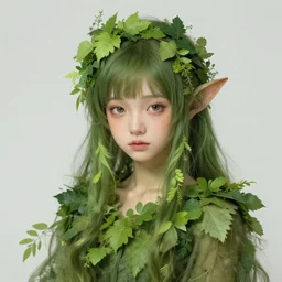 character concept art of ssunbiki as a dryad | | foliage clothing, cute - fine - face, pretty face, realistic shaded perfect face, fine details by antilous chao, stanley artgerm lau, wlop, rossdraws, james jean, marc simonetti, and sakimichan, tranding on artstation