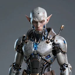a photograph of a half man half orc cybernetic, 4k, octane render, unreal engine 5