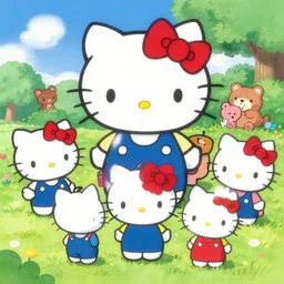 painting of hello kitty and hello kitty friends and sanrio characters and playing outside on a sunny day, adventures of hello kitty and friends, by makoto shinkai, by artgerm, rossdraws, kyuyong eum, mingchen shen, bangkuart, sakimichan, yan gisuka