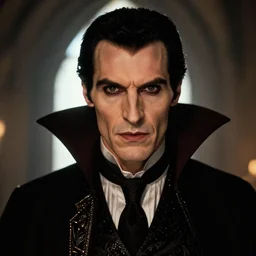 “Dracula, close up. Lighting from behind, detailed, trending on artstation”