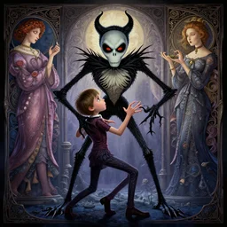 perfectly - centered - movie poster of a kid fighting demon, directed by tim burton, intricate, highly detailed, digital painting, artstation, concept art, smooth, sharp focus, illustration, unreal engine 5, 8 k, art by artgerm and greg rutkowski and alphonse mucha and sam spratt
