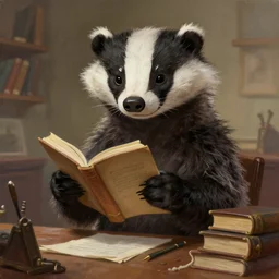a badger librarian, by justin gerard and greg rutkowski, digital art, realistic painting, dnd, character design, trending on artstation, 4 k