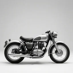vintage sci - fi motorcycle side - view, black and white photograph