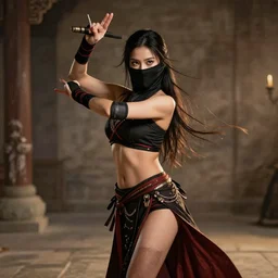 a mix between a belly dancer and a ninja, high fantasy