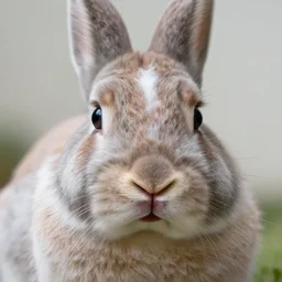 photograph of a smug rabbit face