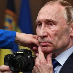 ukrainian girl kicks putin in his balls, photo taken by nikon, sharp focus, highly detailed, 4 k, intricate, dramatic light