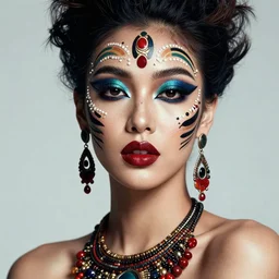 A beautiful artistic portrait by Zhang Jingna, african tribal makeup, beautiful lighting, fashion photography
