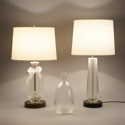 Table lamps by Bruce Munro and Lalique