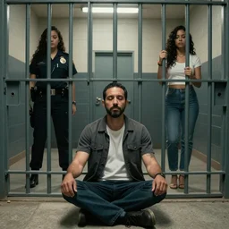 el chapo is meditating with his 3 wives in the middle of a prison cell. he is a pimp. the female correctional officer has a crush on him. they are planning to escape. brainstorm sesh
