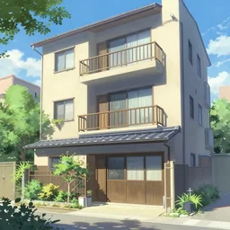 the exterior of a japanese apartment, key visual, a digital painting by makoto shinkai and james gurney, trending on artstation, highly detailed