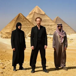 Denis Villeneuve visual style, blade runner 2049 colors, rick owens, yohji yamamoto, yeezy, arabic clothes, pyramids