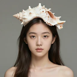 portrait girl girl hair in the shape of a shell, by nelson shanks