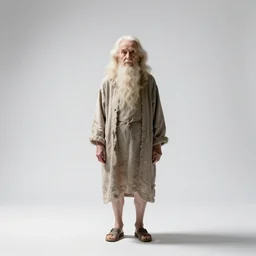 elderly will-o-wisp, studio photography, full body, standing, isolated on a pure white background, centered, whole figure in frame, sharp focus, studio lighting