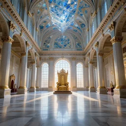 a majestic throneroom, at the dawn of time, glass paint, overglaze, ornament, time - lapse, photojournalism, wide angle, perspective, double - exposure, light, ultra - hd, super - resolution, massive scale, perfectionism, soft lighting, ray tracing global illumination, translucidluminescence, crystalline, lumen reflections, symmetrical