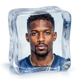 a beautiful photo of o'shea jackson printed on a ice cube, ultra realistic details, 8 k