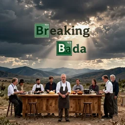 Jesse Pinkman and Walter White from breaking bad taking part in a cooking show