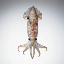 crystal squid, photorealistic wildlife photography, full body, isolated on a pure white background, centered, entire subject in frame, sharp focus, soft studio lighting