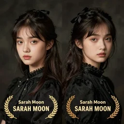 symmetric portrait of cute model black dressed, fine art portrait photography by sarah moon