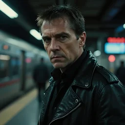 film still of closeup drama in blade runner 2 0 4 9, train station, cinematic, moody, gritty neon noir by emmanuel lubezki