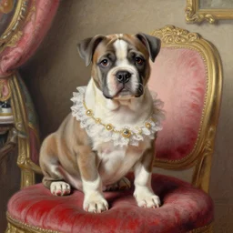baroque rococo painting The Fancy Royal Pitbull Puppies in the parlor  portrait Greg Hildebrandt high detail pastel cute