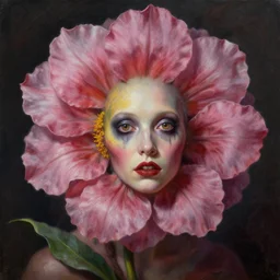 realistic portrait beautiful painting from the thing mutate into a flower mutant. horror, created by thomas kinkade.