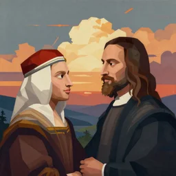 let's go together, a simple textured vector based illustration, critical detail, contrasting colors, sharp focus, atmospheric dreamscape painting, wlop by ( jeremiah ketner and leonardo da vinci and greg rutkowski )