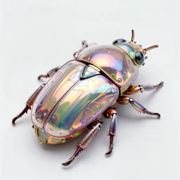 high quality photo glowy iridescent cyborg scarab! jeweled very pretty! highly detailed digital art david ligare elson peter cinematic purple neon lighting high quality low angle hd 8k sharp shallow depth of field