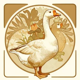 majestic goose, digital art, alphonse mucha good, like really mucha mucho gusto good