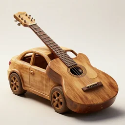 a car shaped like a guitar, realistic