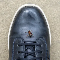 a shoe from the perspective of an ant