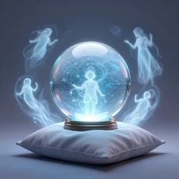 a crystal ball placed on a pillow while glowing spirits swirl around it, made by stanley artgerm lau, wlop, rossdraws, artstation, cgsociety, concept art, cgsociety, octane render, trending on artstation, artstationhd, artstationhq, unreal engine, 4 k, 8 k,