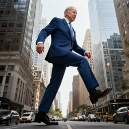 joe biden as a giant stepping on a city, hyper realistic, highly detailed