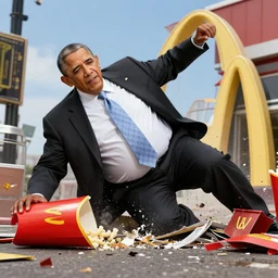huge fat obama fell on mcdonalds and destroyed it