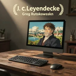 computer, in the style of studio ghibli, j. c. leyendecker, greg rutkowski, artgerm