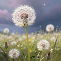 beautiful digital matte pastel paint popart dandelions in the wind greg rutkowski artstation