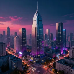 stereotypically cyberpunk ukrainian city