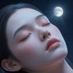 sci - fi, close - up, 3 d, moon rays, night, sleepy fashion model face, cinematic, clouds, sun rays, vogue cover style, poster art, blue mood, realistic painting, intricate oil painting, high detail illustration, figurative art, multiple exposure, poster art, 3 d, by tooth wu and wlop and beeple and greg rutkowski