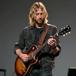 Kurt Cobain playing the guitar, photorealistic, detailed, 4K