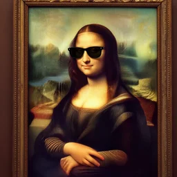 mona Lisa wearing sunglasses