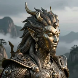 kirin, headshot, metallic, classic of mountains and seas, rich details