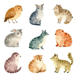 decorative tuft of fauna, water color, beatrix potter, vector art