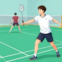 illustration of a badminton court by ilya kuvshinov katsuhiro otomo