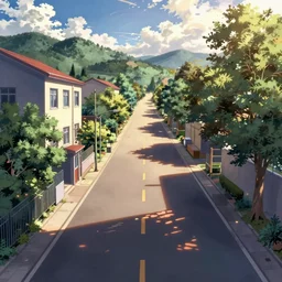 a school road by bocuden in galgame, trending on pixiv