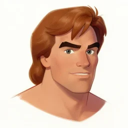 character design, matt damon in disney hercules, by disney, concept art head macro shot