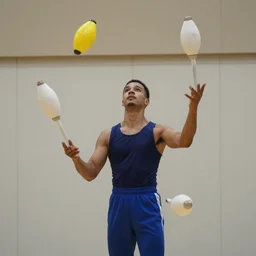 juggler juggling 5 clubs